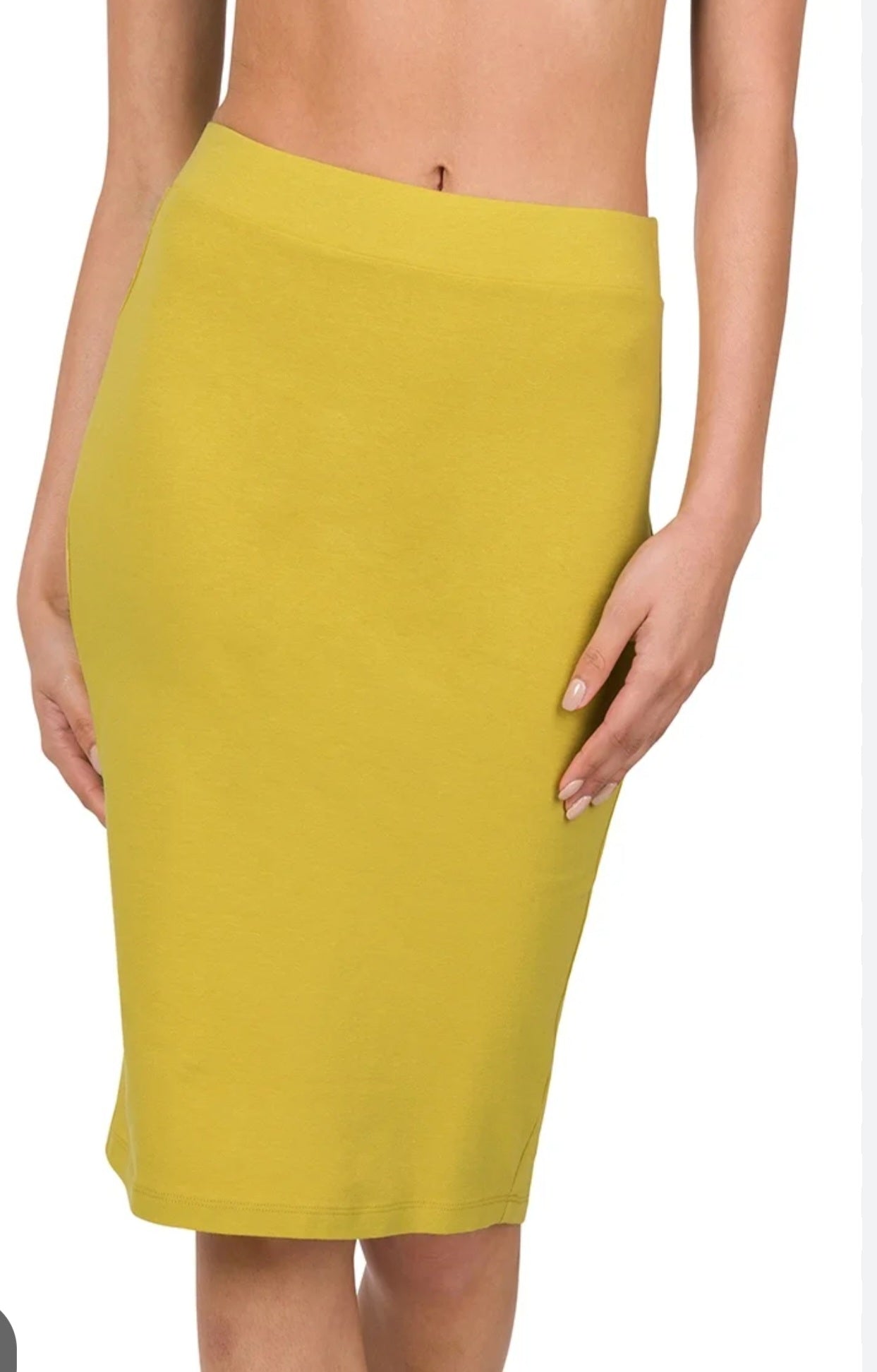 Mustard Color Pencil Skirt by Zenana