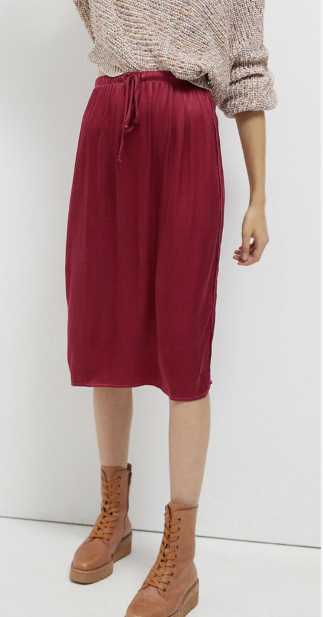 Champagne Drawstring Skirt by Zenana with Pockets