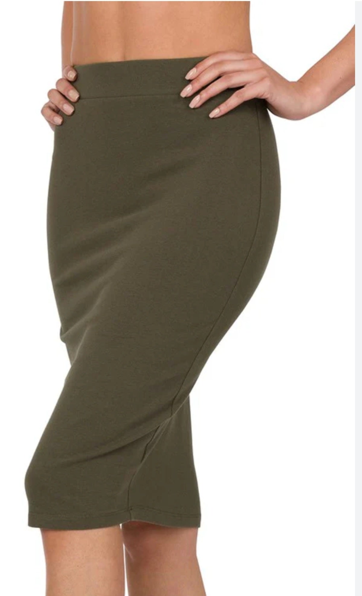 Olive Green Pencil Skirt by Zenana