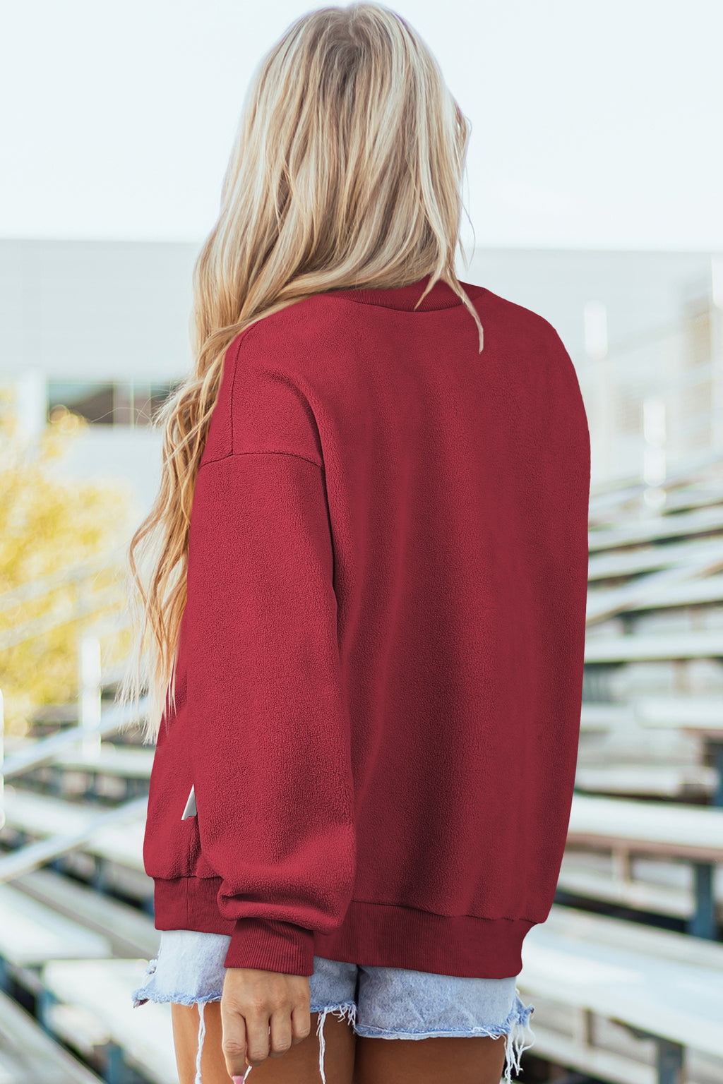 Carrot Oversize Drop Shoulder Reversible Mock Neck Sweatshirt