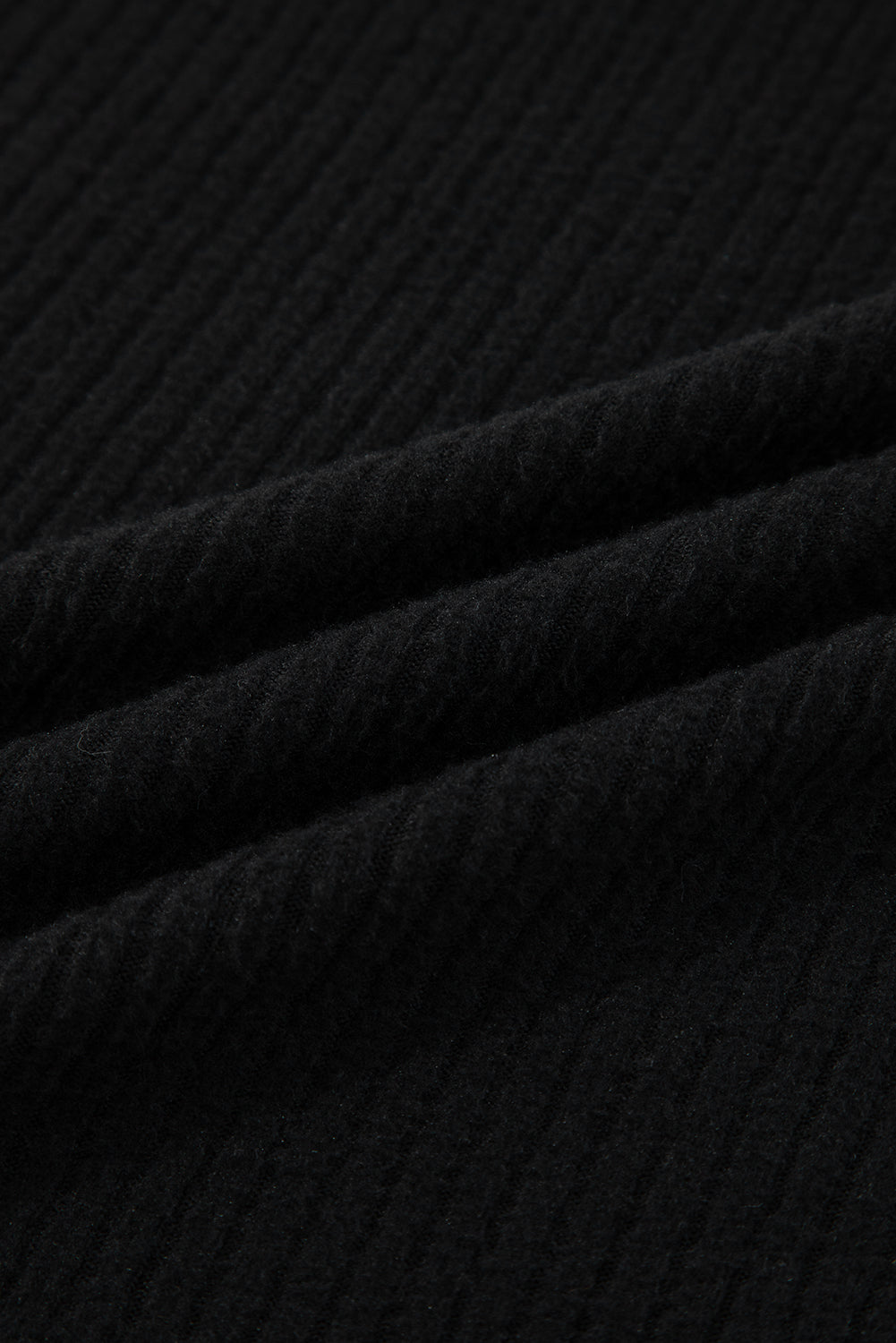 Black Ribbed Zip Neck Drop Shoulder Pullover Bodycon Skirt Set