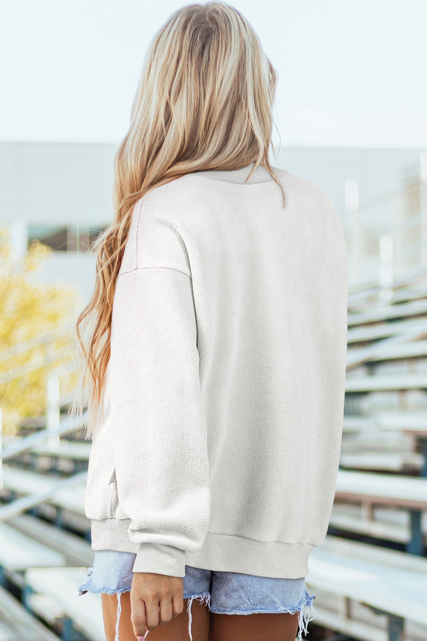 Carrot Oversize Drop Shoulder Reversible Mock Neck Sweatshirt