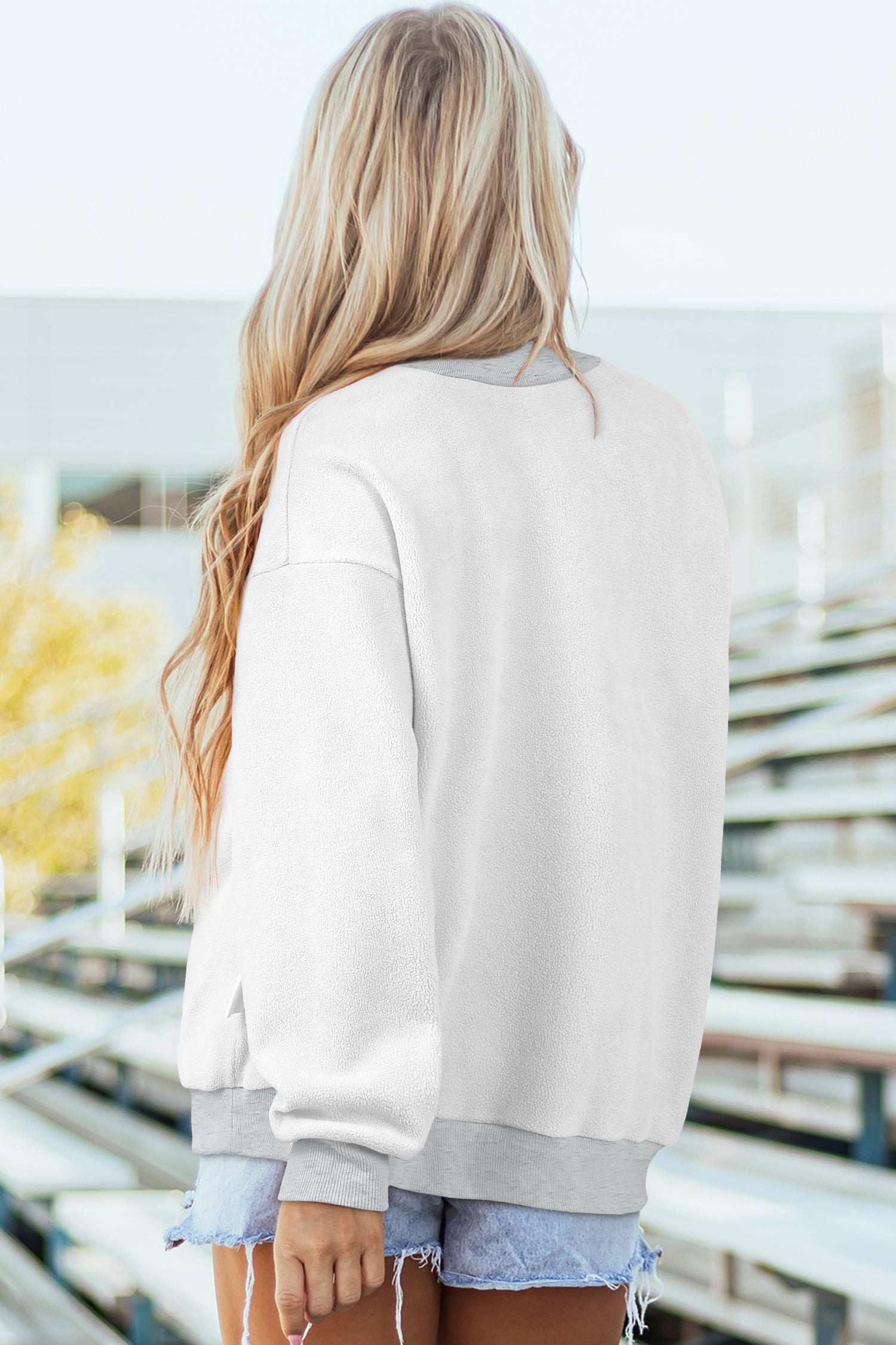 Carrot Oversize Drop Shoulder Reversible Mock Neck Sweatshirt