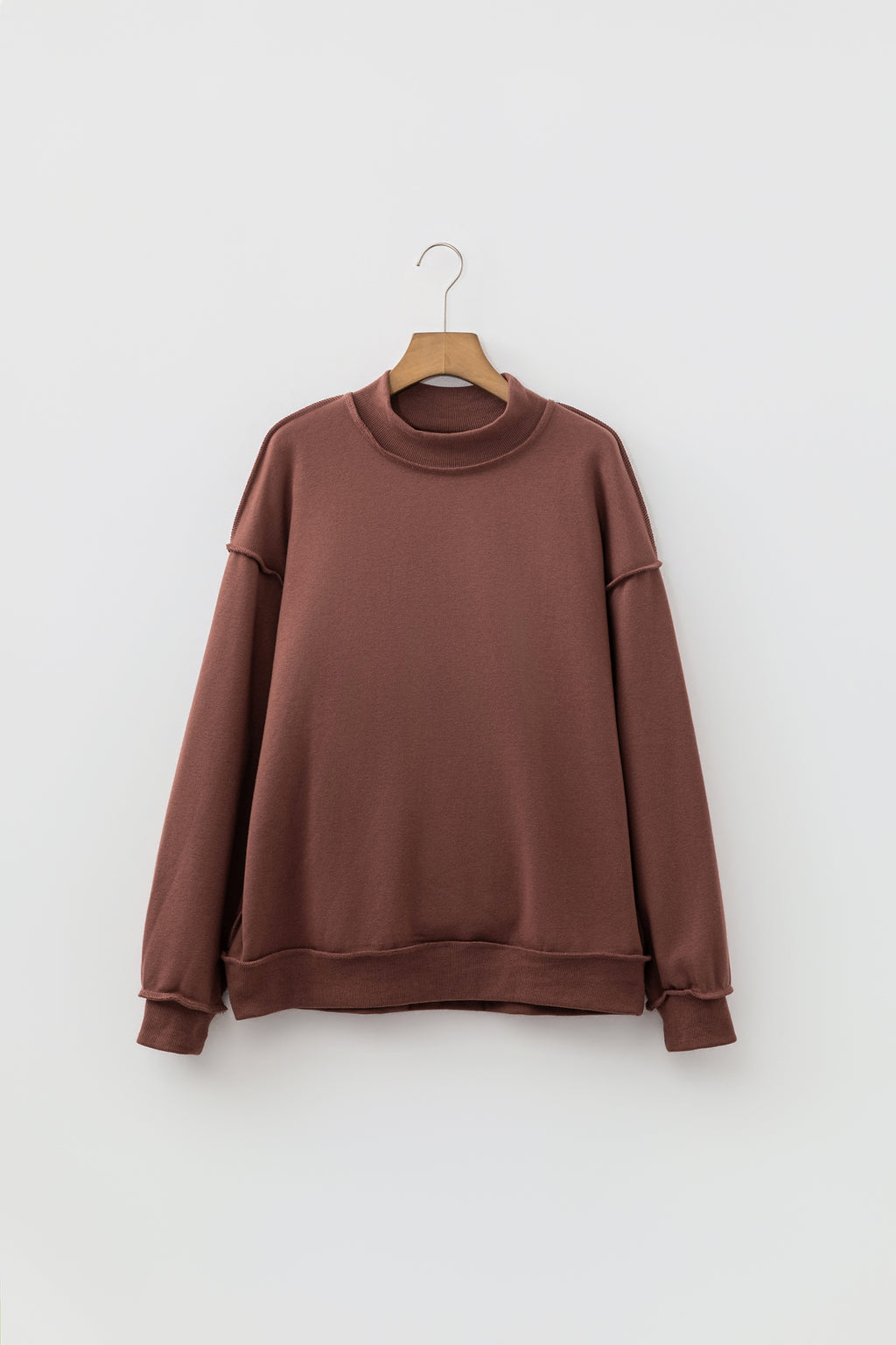 Carrot Oversize Drop Shoulder Reversible Mock Neck Sweatshirt