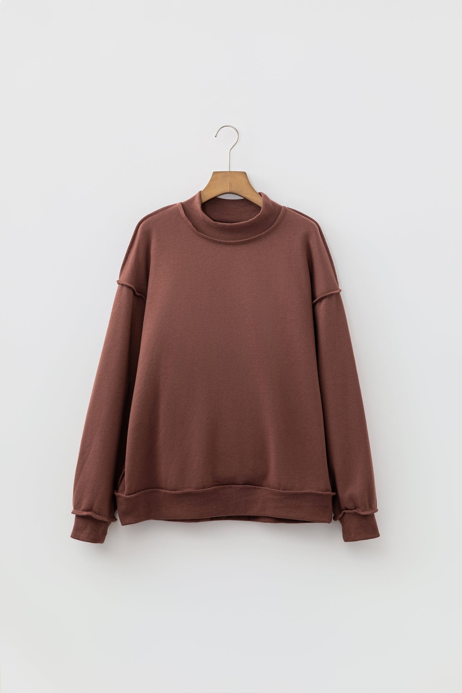 Carrot Oversize Drop Shoulder Reversible Mock Neck Sweatshirt
