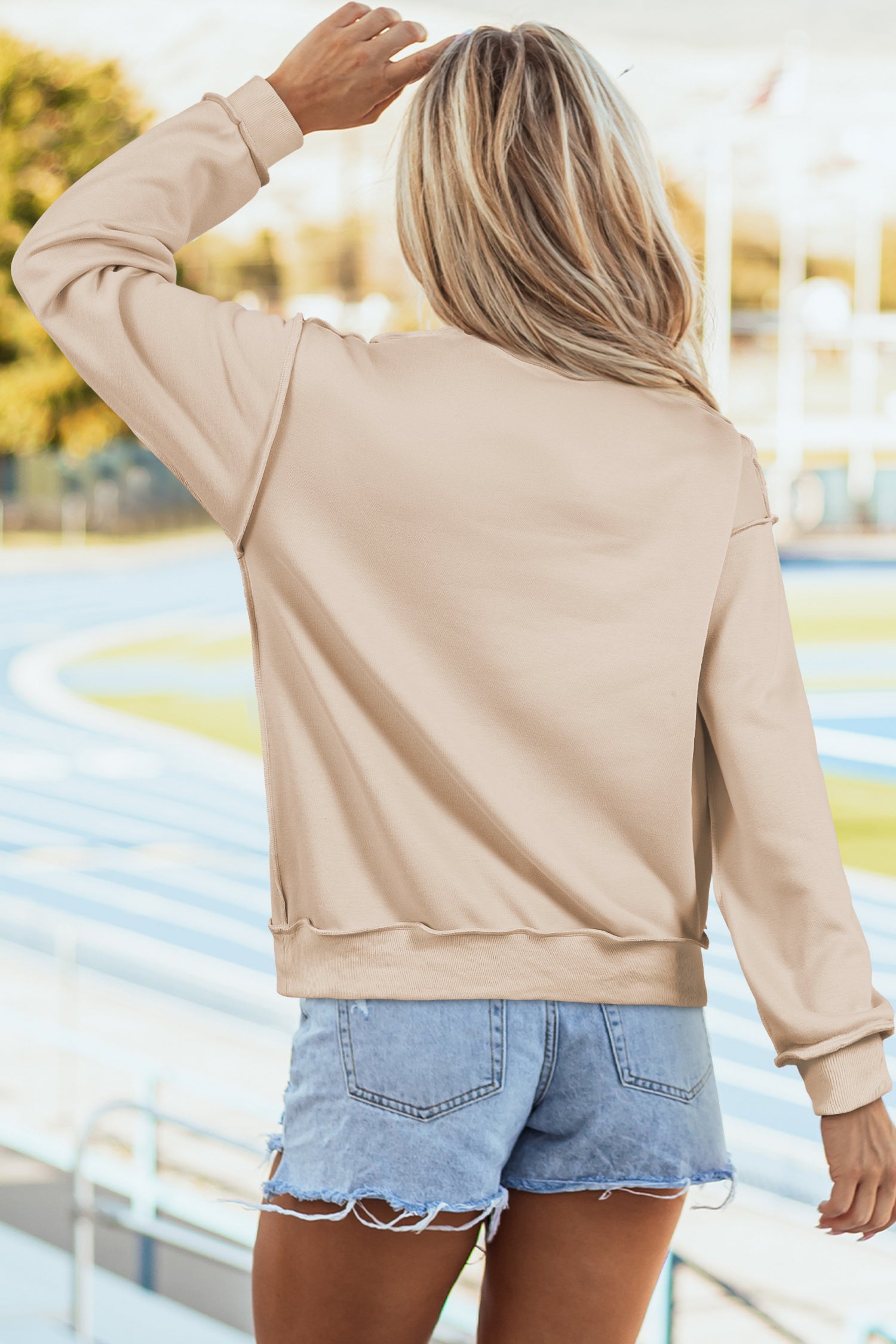 Carrot Oversize Drop Shoulder Reversible Mock Neck Sweatshirt