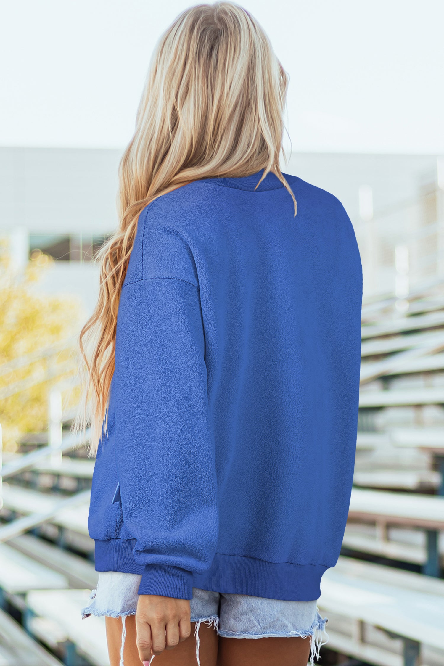 Carrot Oversize Drop Shoulder Reversible Mock Neck Sweatshirt