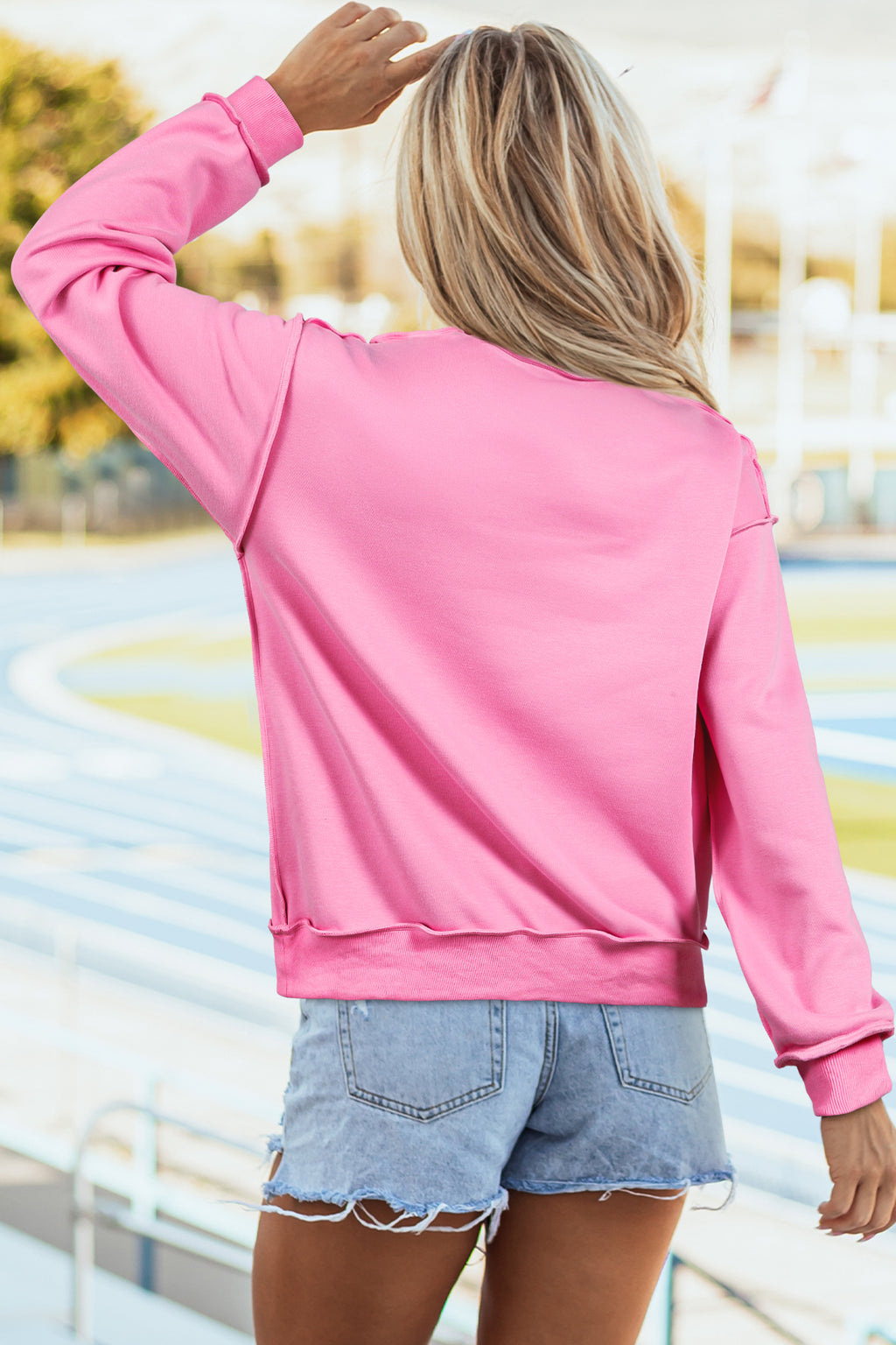 Carrot Oversize Drop Shoulder Reversible Mock Neck Sweatshirt