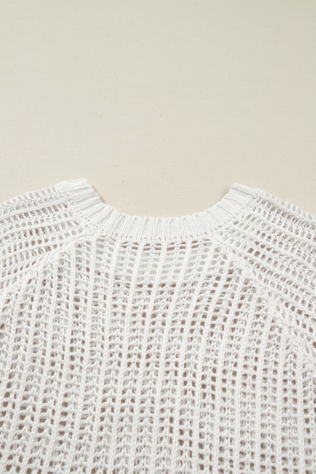 Apricot Plus Size Open Knit Bow Tie Short Sleeve Sweater