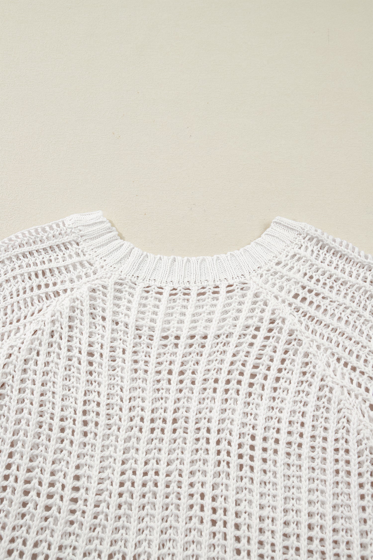 Apricot Plus Size Open Knit Bow Tie Short Sleeve Sweater