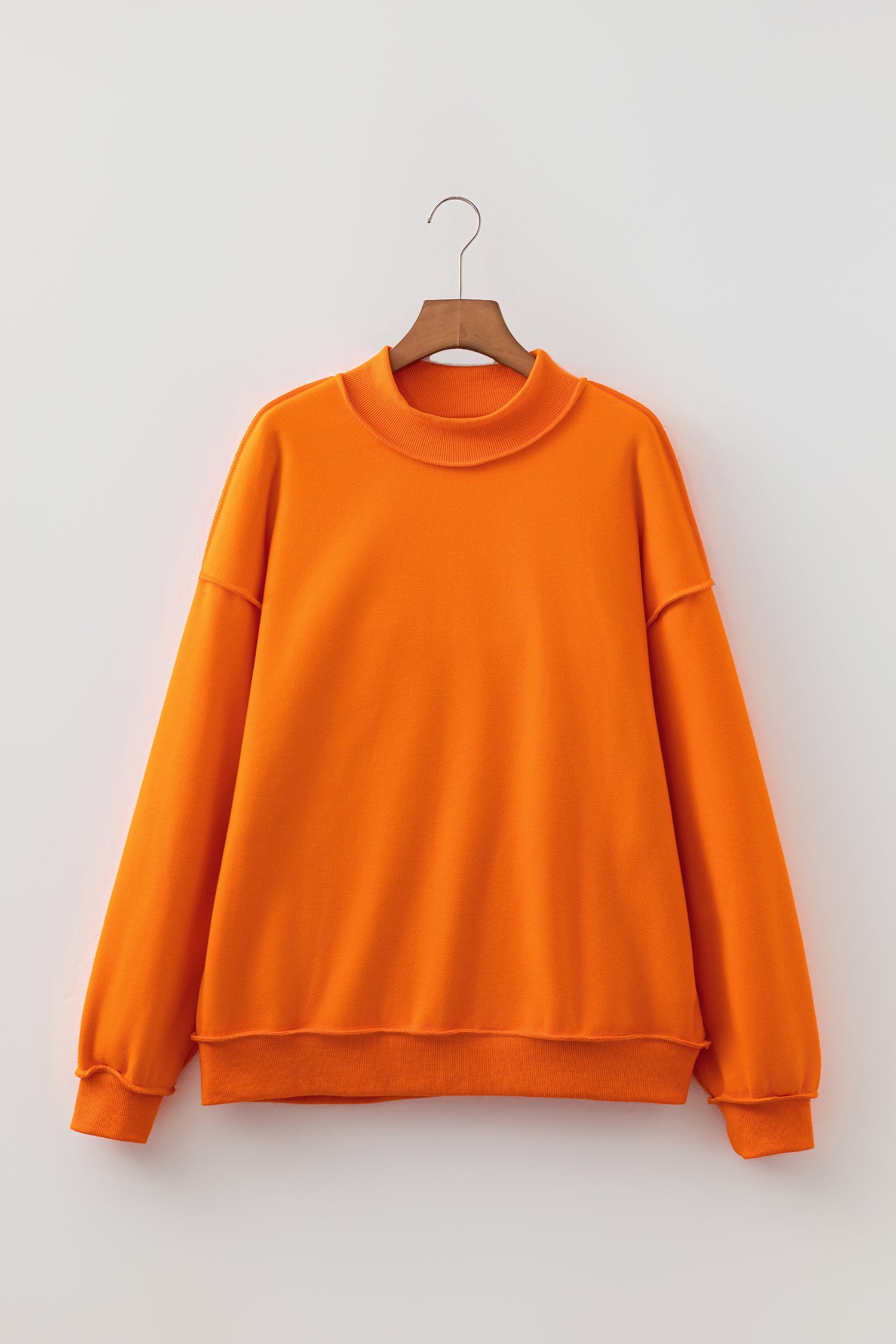 Carrot Oversize Drop Shoulder Reversible Mock Neck Sweatshirt