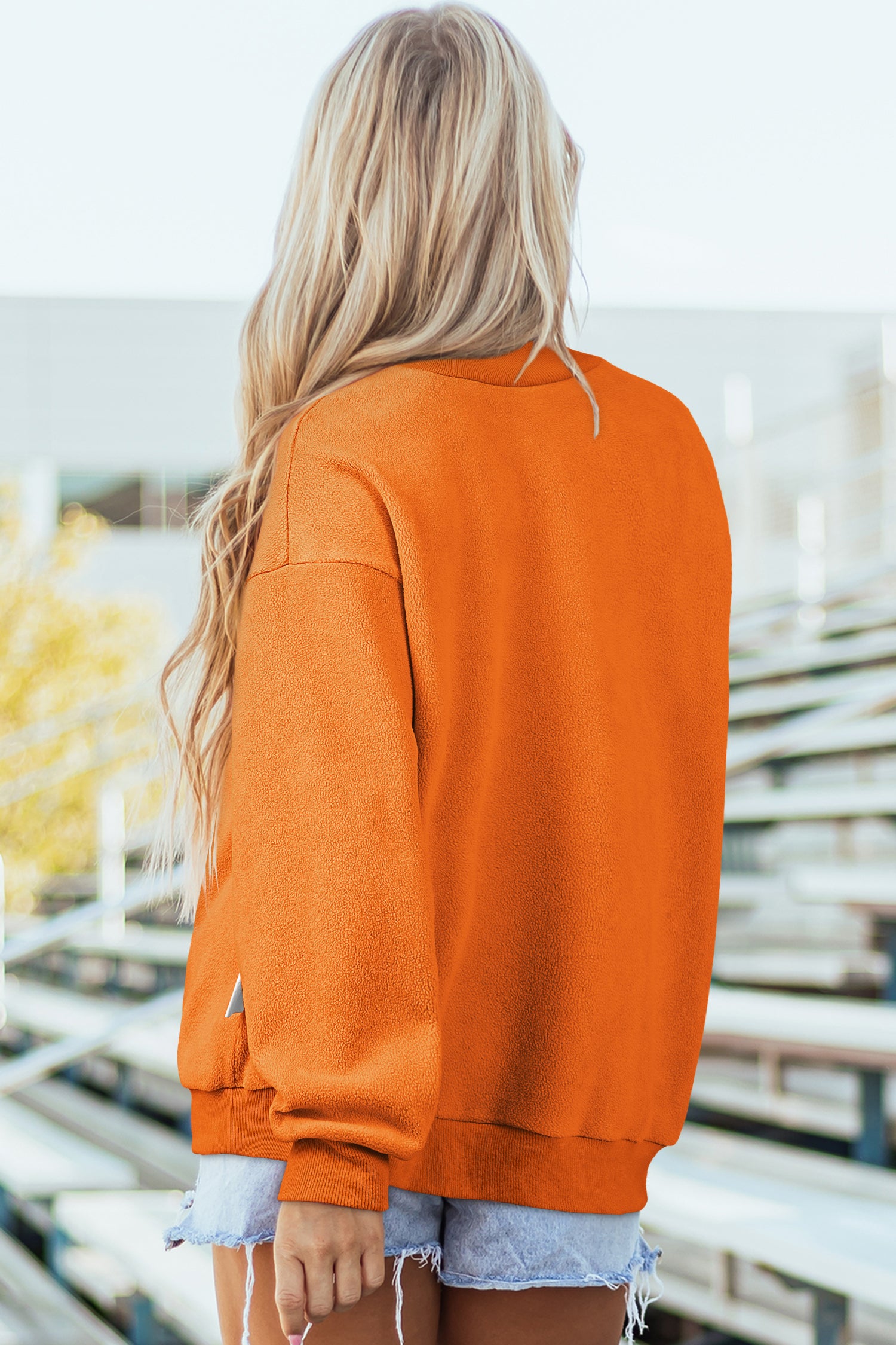 Carrot Oversize Drop Shoulder Reversible Mock Neck Sweatshirt
