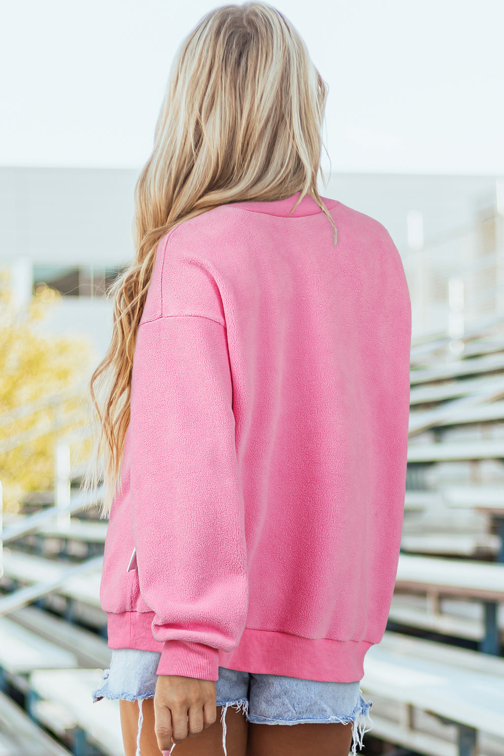 Carrot Oversize Drop Shoulder Reversible Mock Neck Sweatshirt