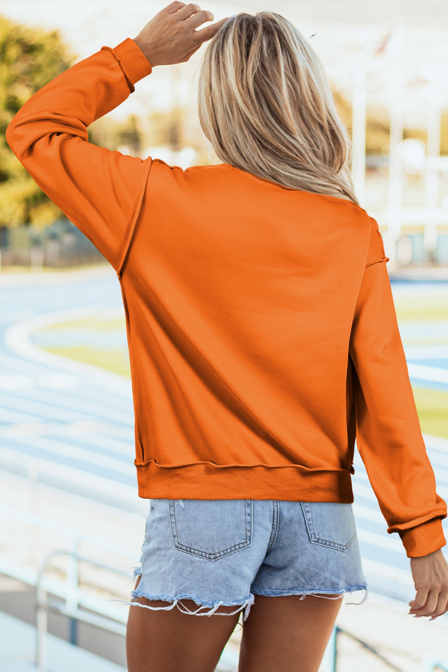Carrot Oversize Drop Shoulder Reversible Mock Neck Sweatshirt