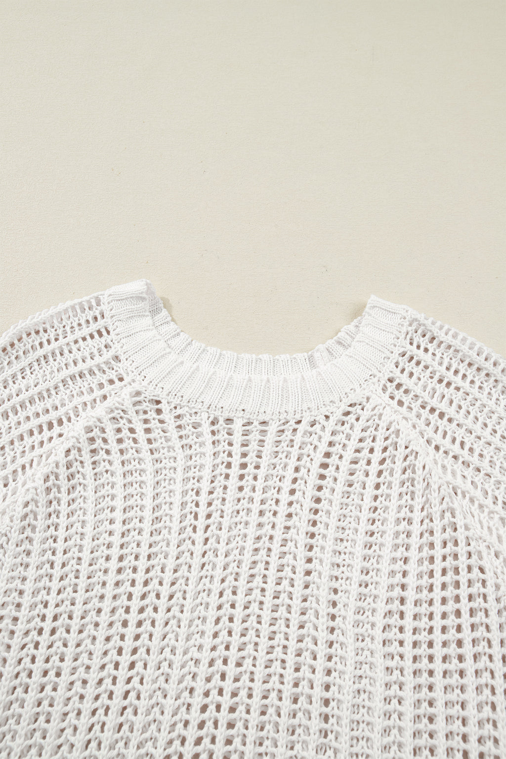 Apricot Plus Size Open Knit Bow Tie Short Sleeve Sweater