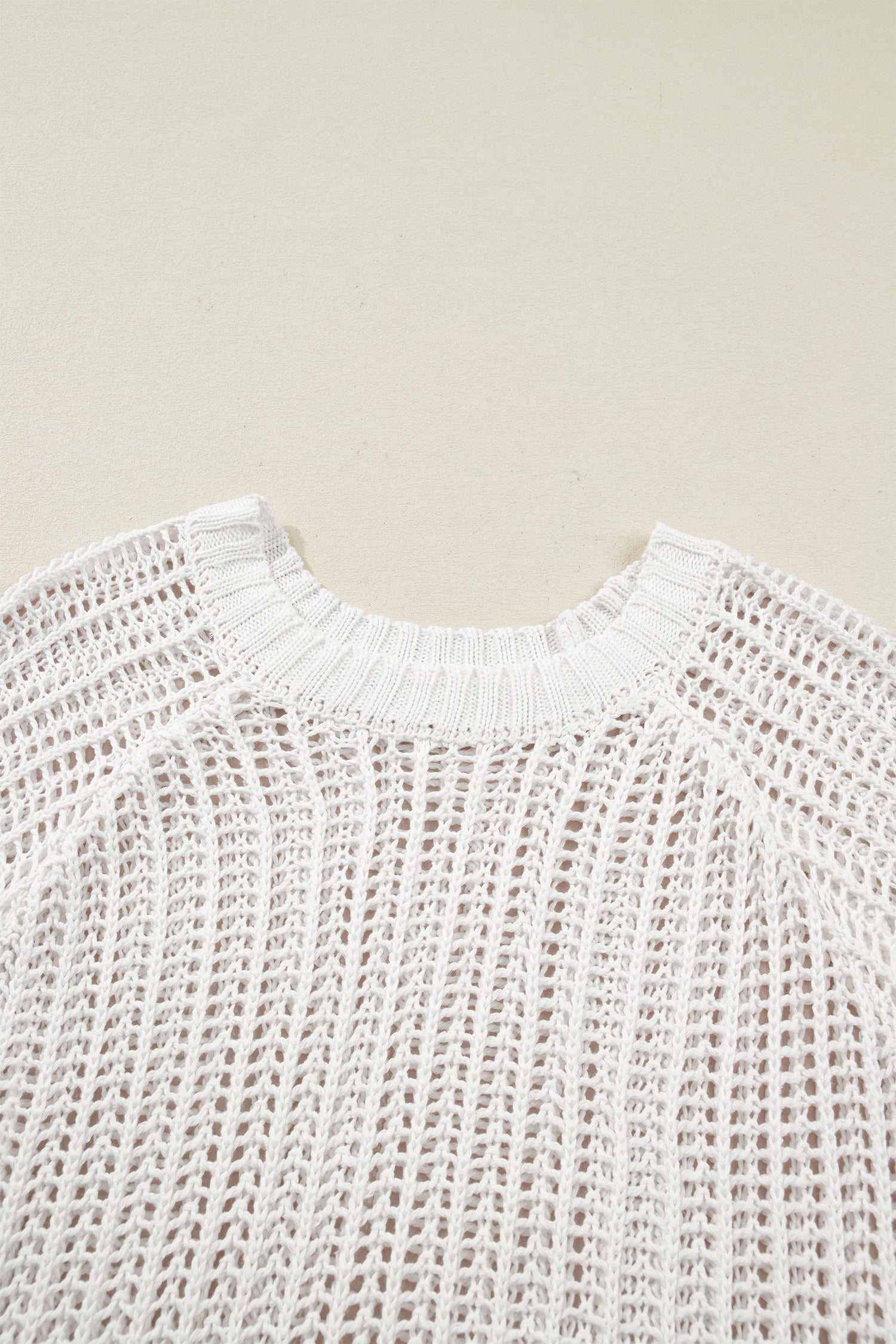Apricot Plus Size Open Knit Bow Tie Short Sleeve Sweater