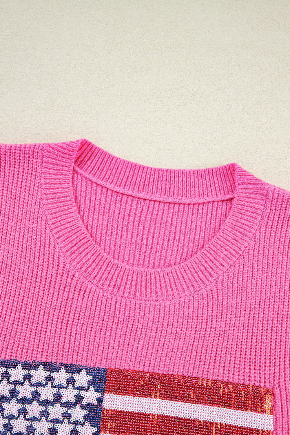 Bonbon Sequins American Flag Loose Knit Tee