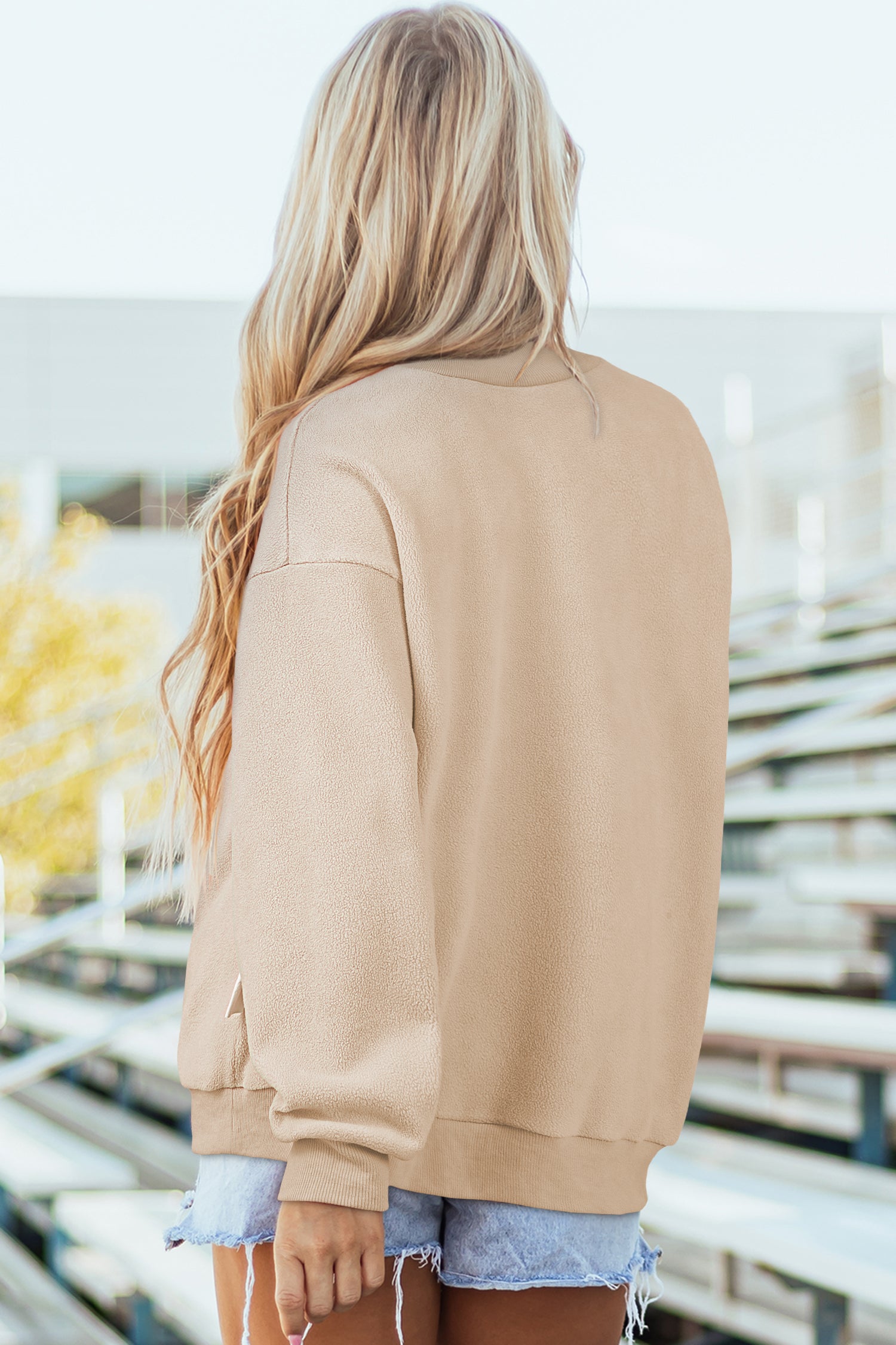 Carrot Oversize Drop Shoulder Reversible Mock Neck Sweatshirt
