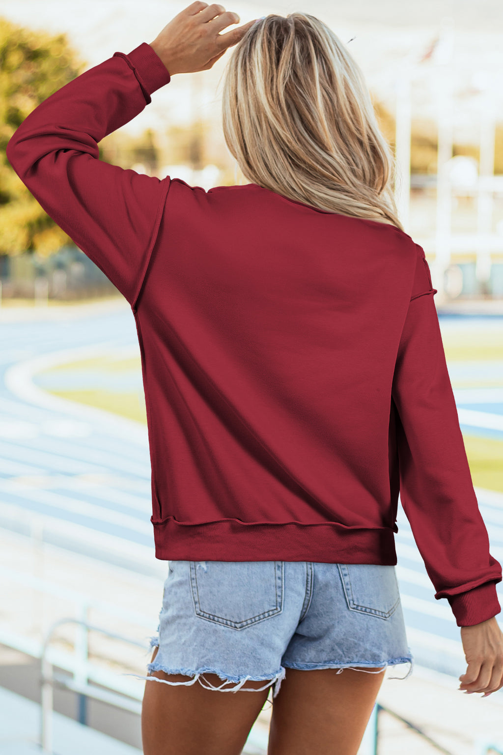 Carrot Oversize Drop Shoulder Reversible Mock Neck Sweatshirt