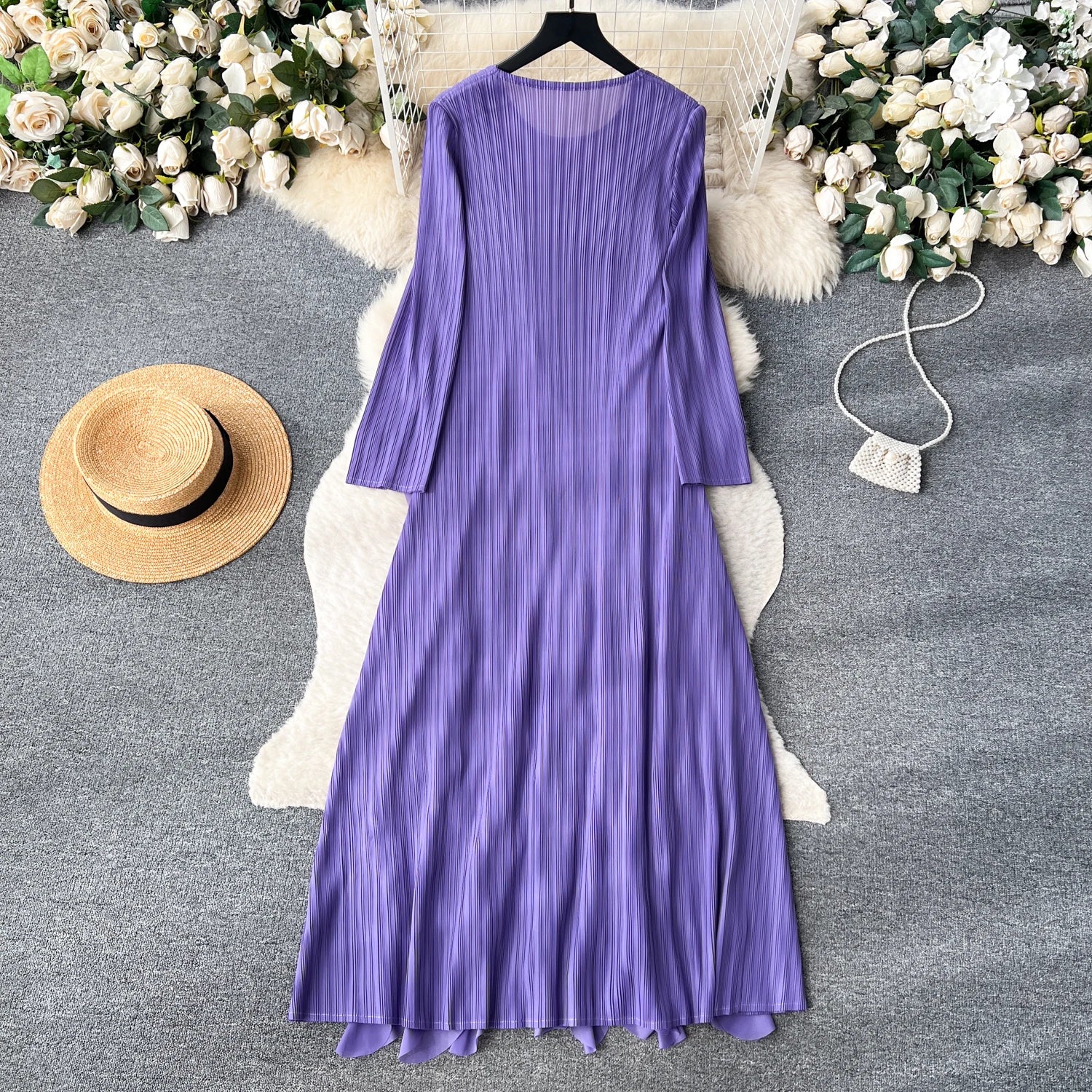 Elegant  Midi Dress For Women Empire Ruffled Shift Lace Dress