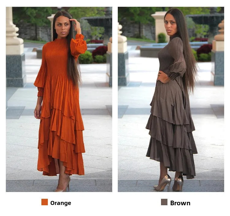 Elegant Royal Style Women's Dignified Elegant Long   Edge Lantern Sleeve  Floor-Length