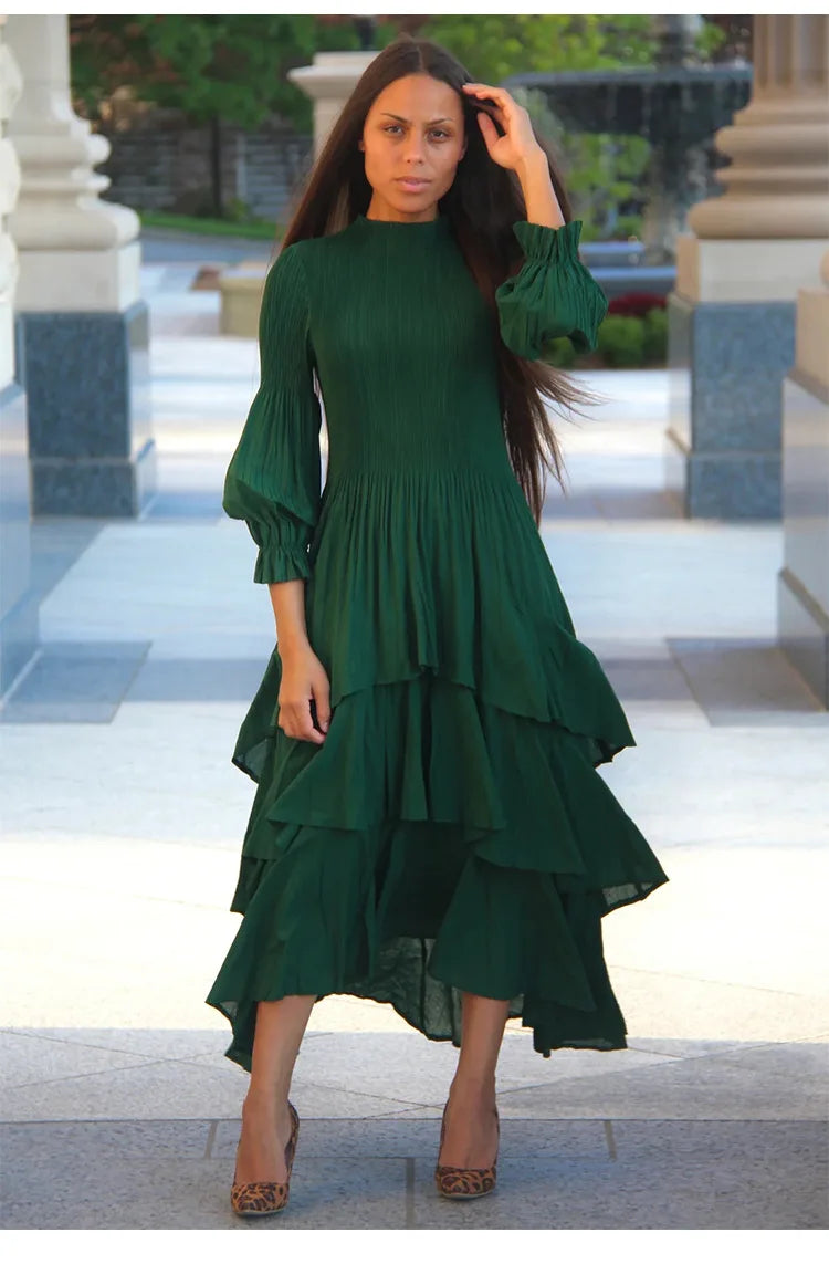 Elegant Royal Style Women's Dignified Elegant Long   Edge Lantern Sleeve  Floor-Length