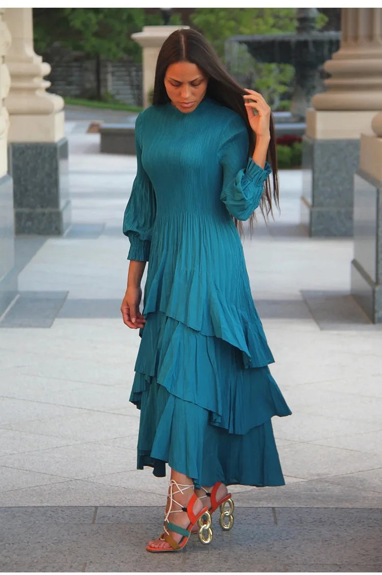 Elegant Royal Style Women's Dignified Elegant Long   Edge Lantern Sleeve  Floor-Length