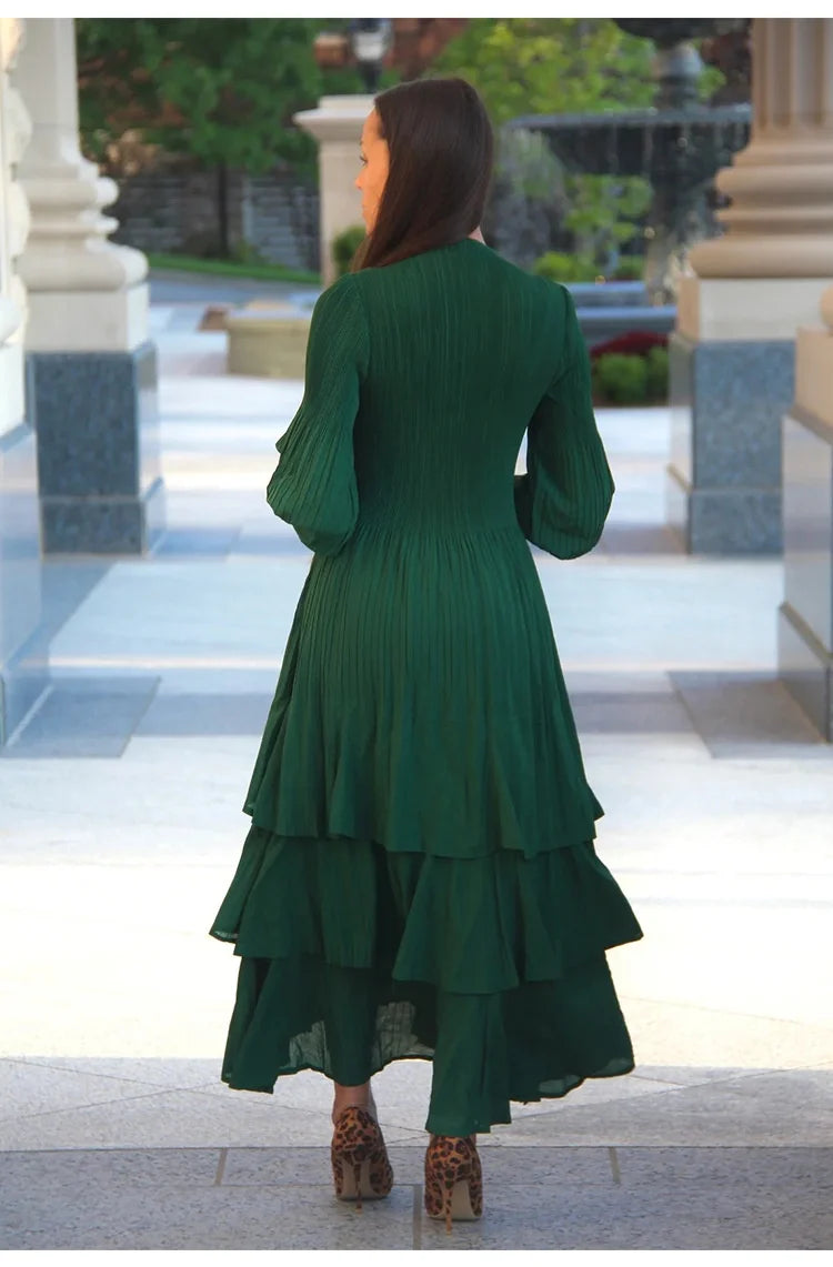 Elegant Royal Style Women's Dignified Elegant Long   Edge Lantern Sleeve  Floor-Length