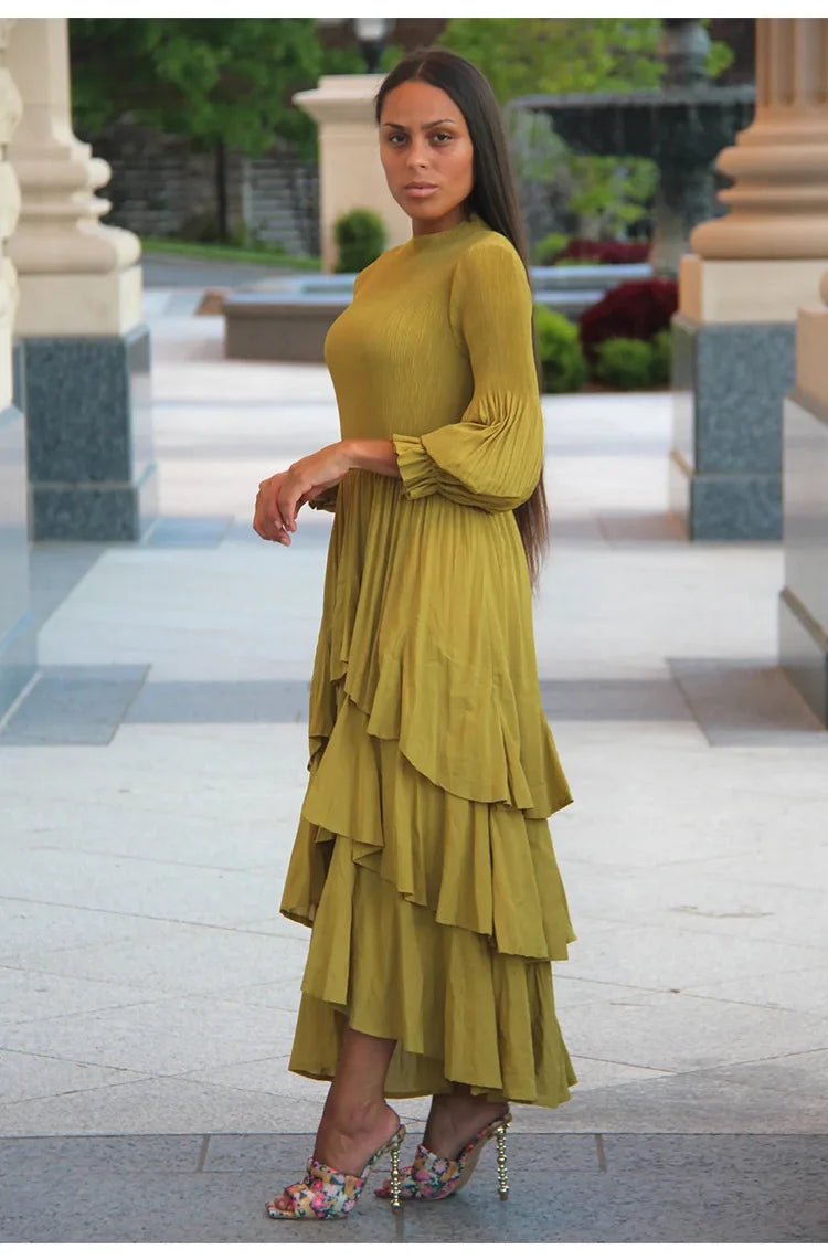 Elegant Royal Style Women's Dignified Elegant Long   Edge Lantern Sleeve  Floor-Length