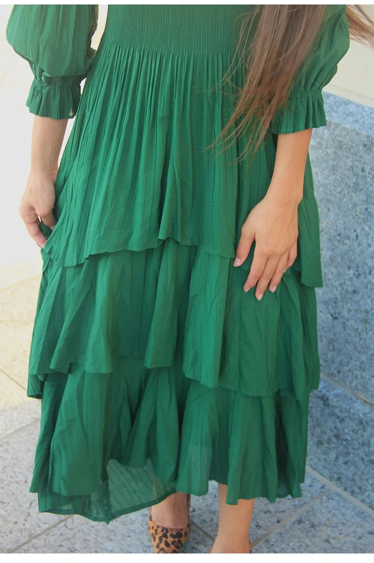 Elegant Royal Style Women's Dignified Elegant Long   Edge Lantern Sleeve  Floor-Length