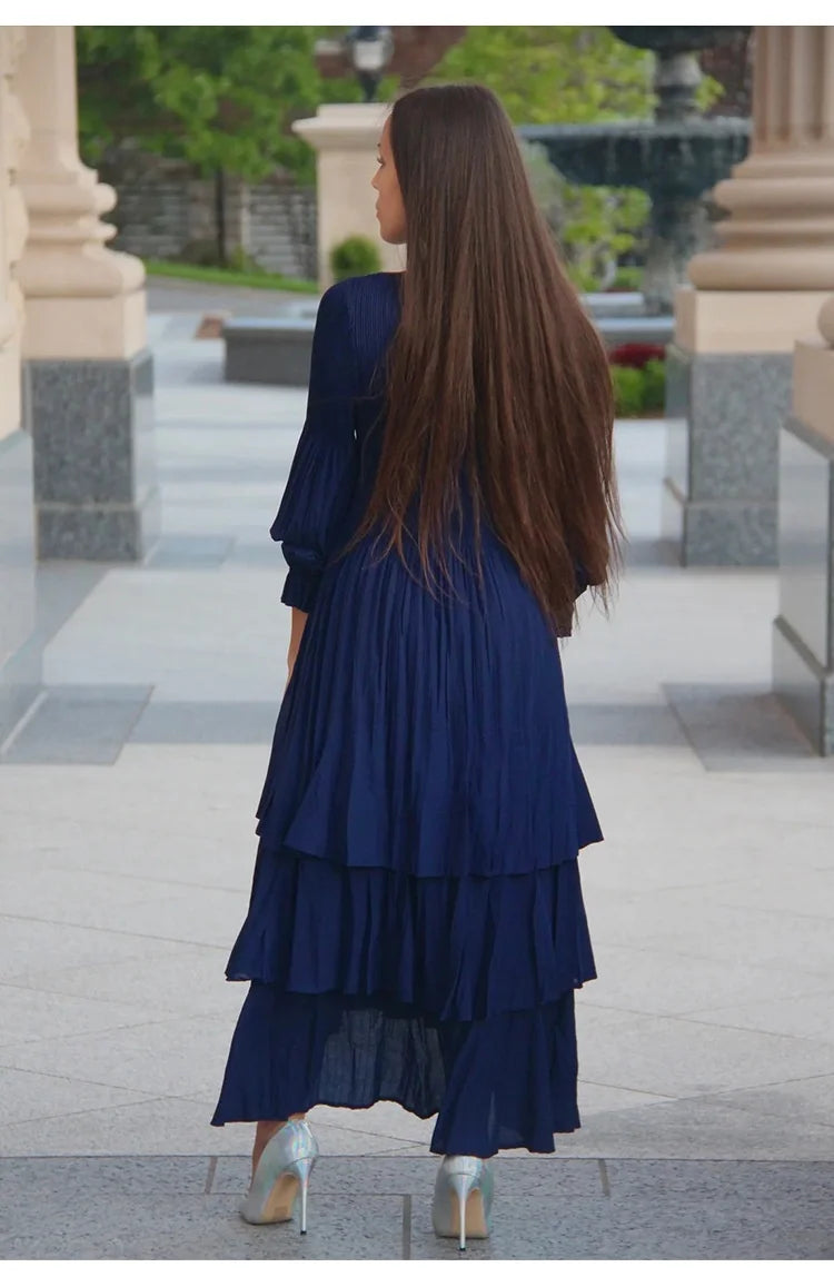 Elegant Royal Style Women's Dignified Elegant Long   Edge Lantern Sleeve  Floor-Length