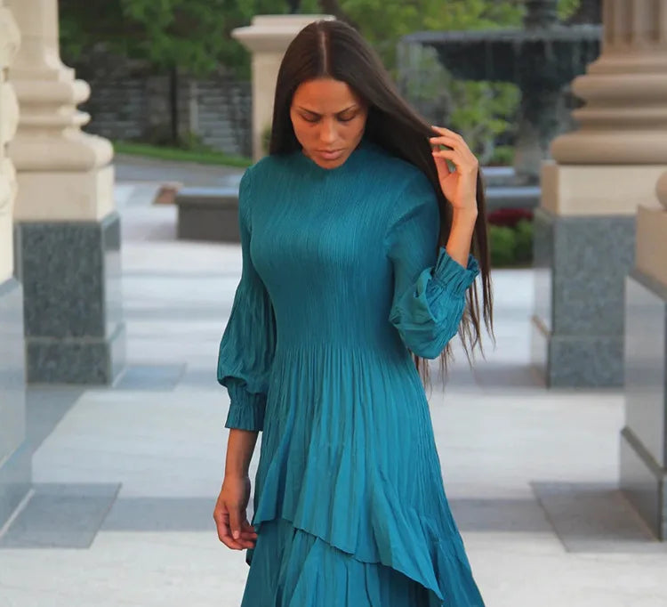 Elegant Royal Style Women's Dignified Elegant Long   Edge Lantern Sleeve  Floor-Length