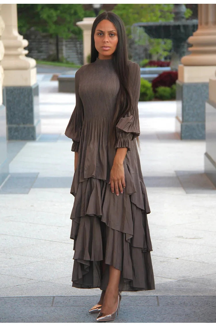 Elegant Royal Style Women's Dignified Elegant Long   Edge Lantern Sleeve  Floor-Length