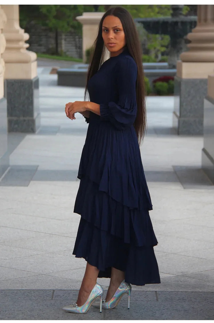 Elegant Royal Style Women's Dignified Elegant Long   Edge Lantern Sleeve  Floor-Length
