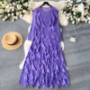 Elegant  Midi Dress For Women Empire Ruffled Shift Lace Dress