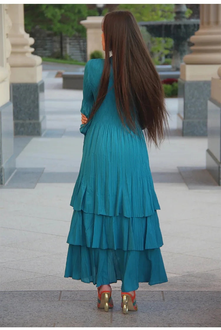 Elegant Royal Style Women's Dignified Elegant Long   Edge Lantern Sleeve  Floor-Length