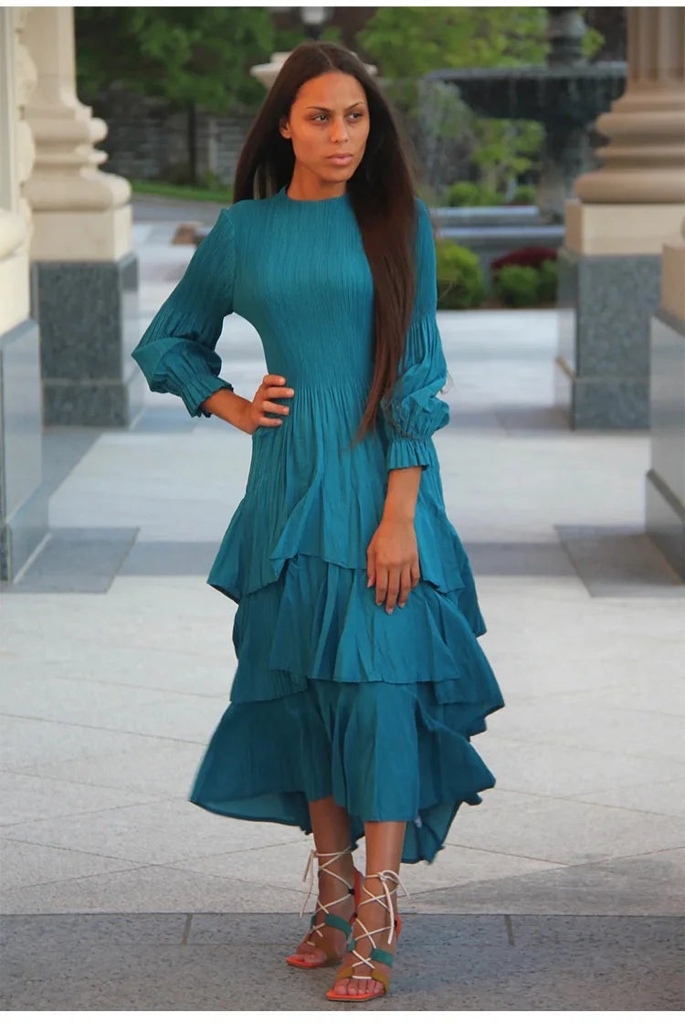 Elegant Royal Style Women's Dignified Elegant Long   Edge Lantern Sleeve  Floor-Length