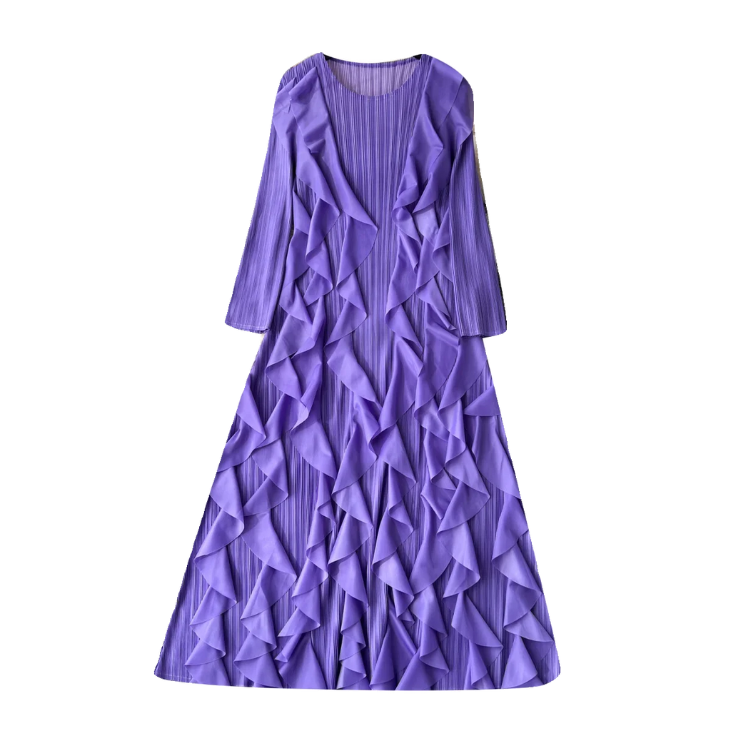 Elegant  Midi Dress For Women Empire Ruffled Shift Lace Dress