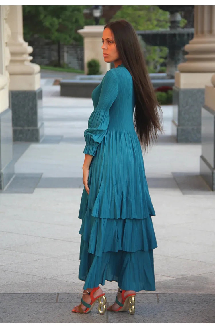 Elegant Royal Style Women's Dignified Elegant Long   Edge Lantern Sleeve  Floor-Length