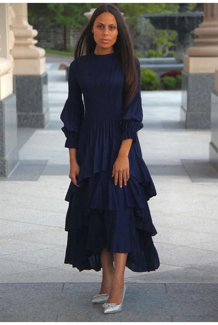 Elegant Royal Style Women's Dignified Elegant Long   Edge Lantern Sleeve  Floor-Length