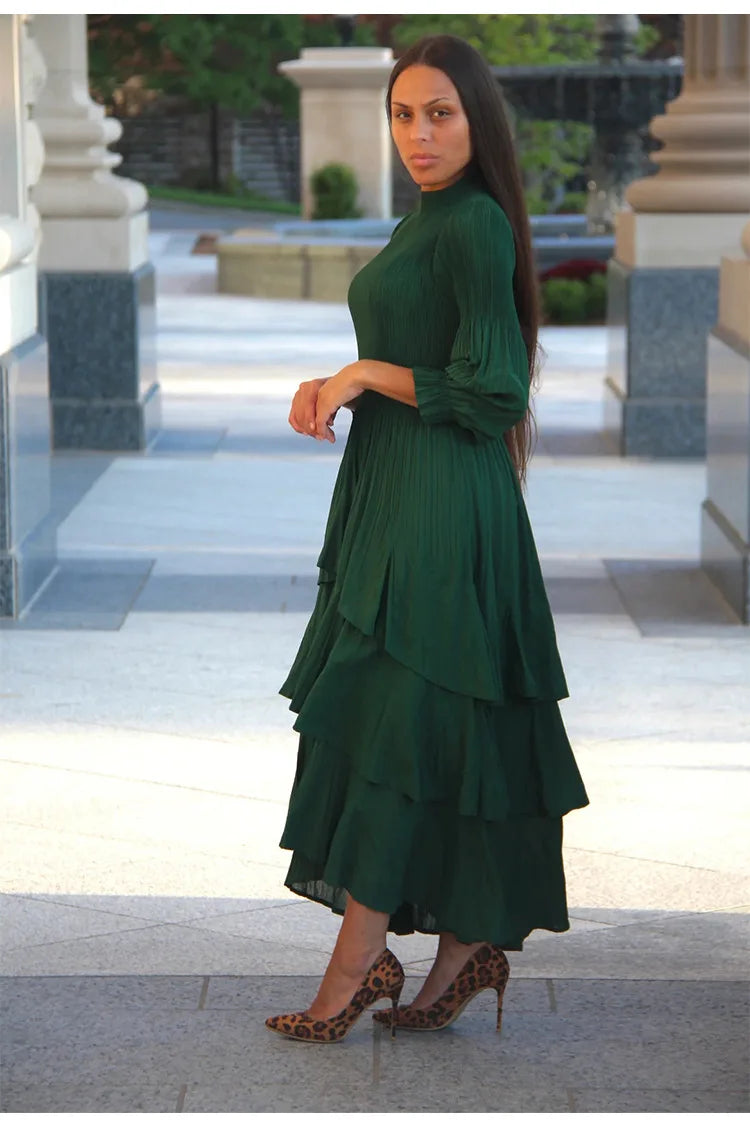 Elegant Royal Style Women's Dignified Elegant Long   Edge Lantern Sleeve  Floor-Length