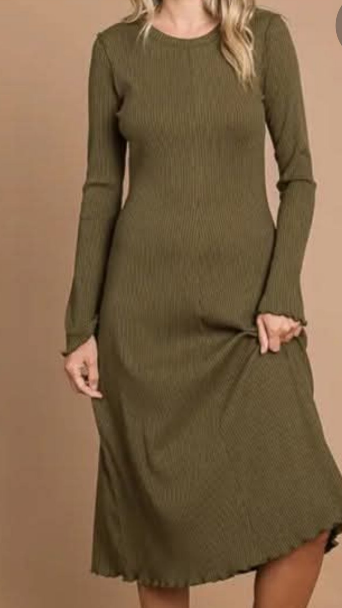 Olive Green Mid -Length Dress