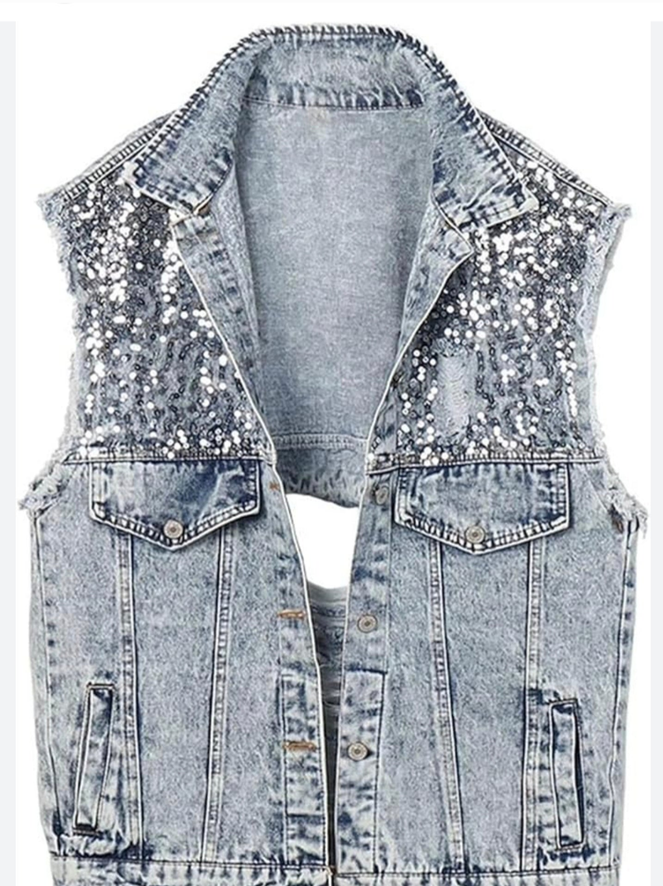Denim Vest with sequins