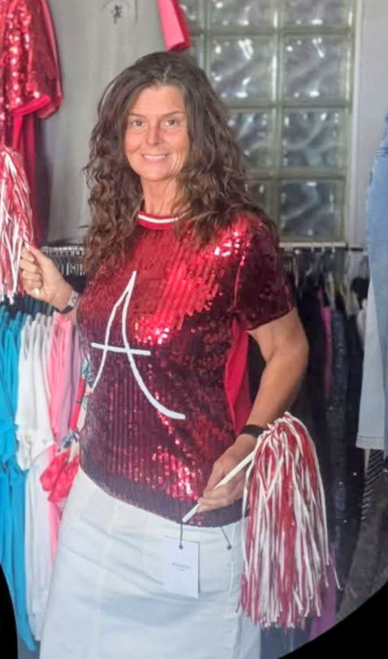 Alabama Crimson Sequin Top
