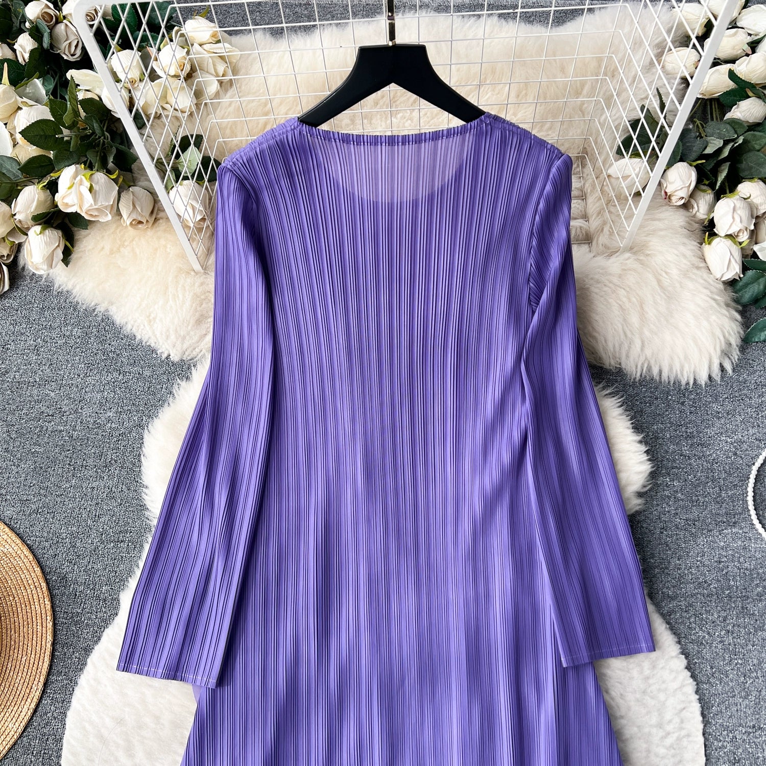 Elegant  Midi Dress For Women Empire Ruffled Shift Lace Dress