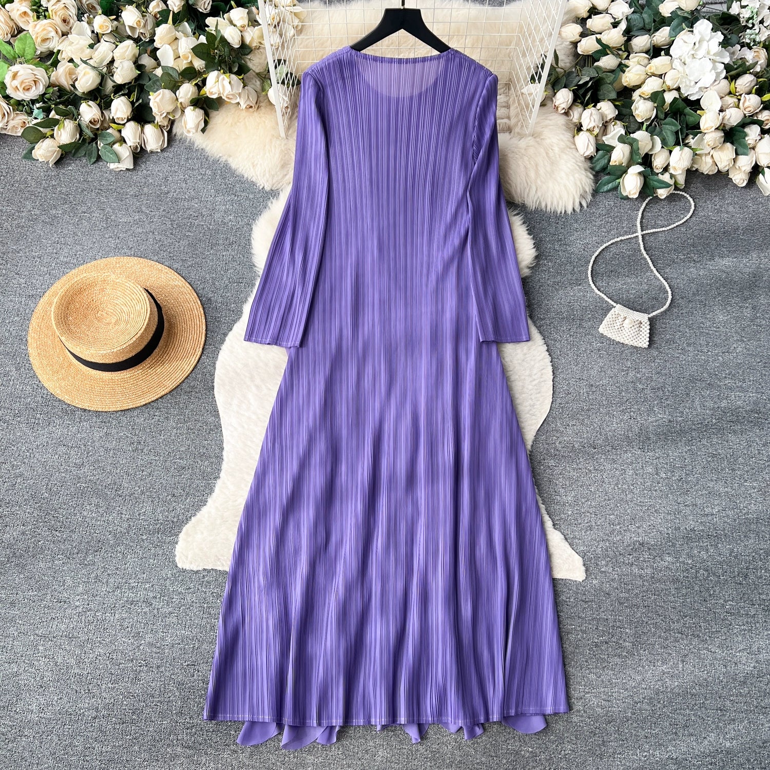 Elegant  Midi Dress For Women Empire Ruffled Shift Lace Dress