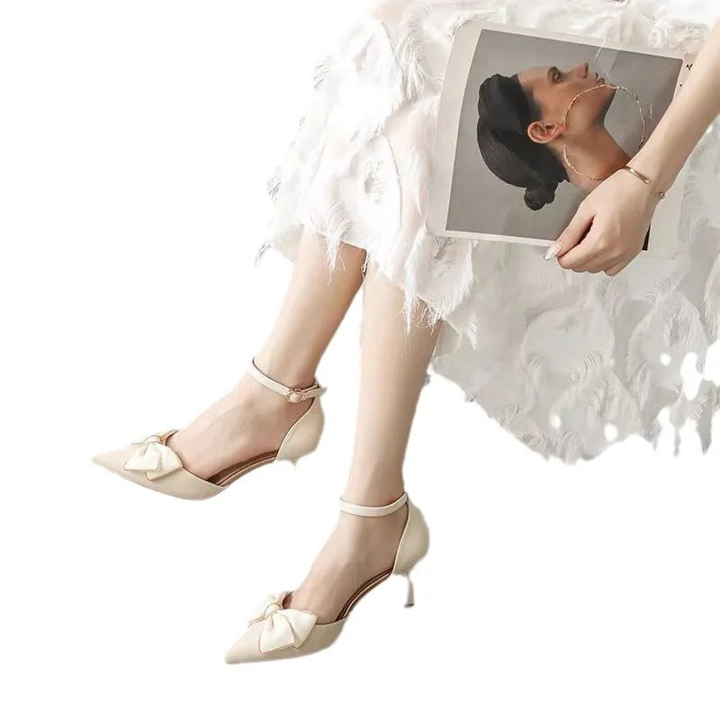 Medium Heel Women's Shoes Pointed Toe Butterfly Stilettos Elegant  Weddings Bridal Party Designer heels