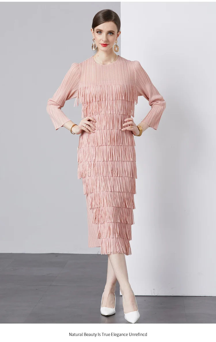 Elegant Pleated Long Dress Women's Hot Sale Of The Season New Style Seven-Foot Sleeve Skirt