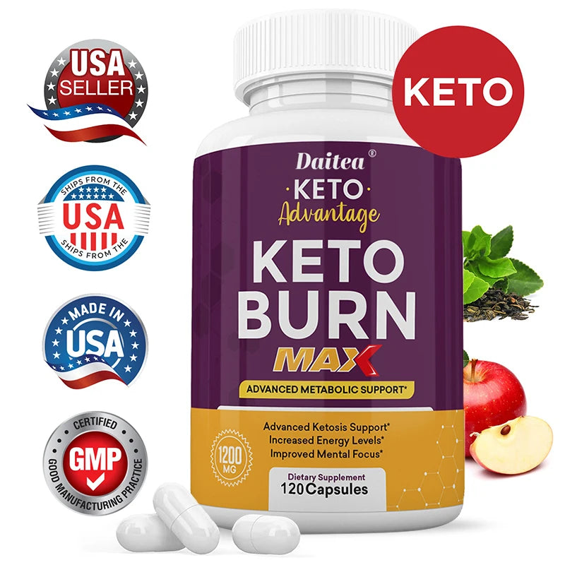 Fat Burn Keto Capsules - Metabolism, Healthy Weight Management, Energy, Muscle Mass Ketosis Support for Men Women 120 Capsules