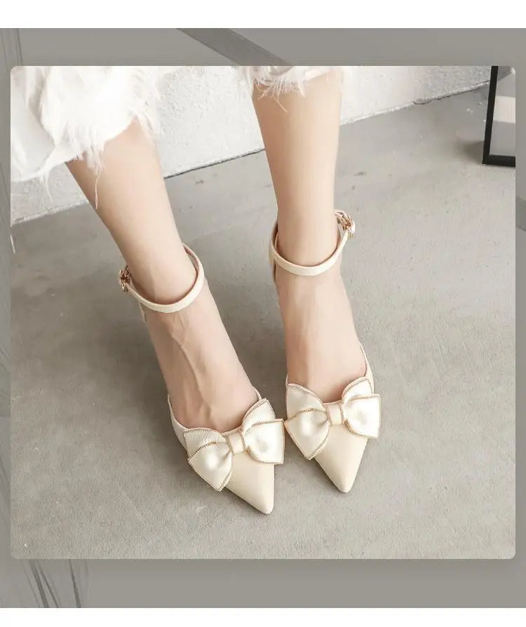 Medium Heel Women's Shoes Pointed Toe Butterfly Stilettos Elegant  Weddings Bridal Party Designer heels
